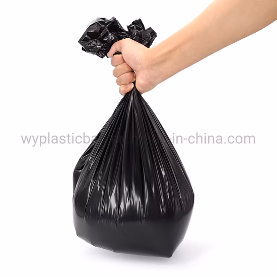 Bolsa de basura y revestimiento negros, bolsa de basura grande resistente y resistente de HDPE/LDPE